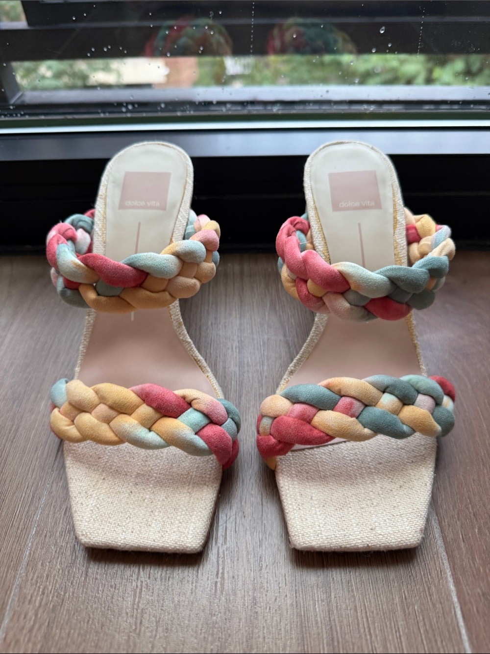 Dolce Vita Braided Multicolor Pastel Strap Sandals - Coral, Mint, Mustard - 8.5